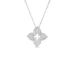18K White Gold Venetian Princess Medium Pave Diamond Flower Necklace