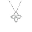 18 Karat White Gold Princess Flower Diamond Outline Medium Pendant