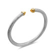 Classic Cable Bracelet in Sterling Silver with 14K Yellow Gold and Citrine, 5mm