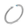 Classic Cable Bracelet in Sterling Silver with Blue Topaz and Diamonds, 5mm