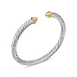 Cable Classics Bracelet in Sterling Silver with 14K Yellow Gold Domes