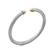 Classic Cable Bracelet in Sterling Silver with 18K Yellow Gold, Gold Domes and Diamonds, 5mm