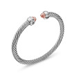 Cable Classics Bracelet in Sterling Silver with Morganite and Pave Diamonds