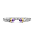 Classic Cable Bracelet in Sterling Silver with 14K Yellow Gold and Amethyst, 7mm