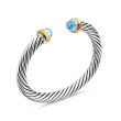 Cable Classics Bracelet in Sterling Silver with Blue Topaz and 14K Yellow Gold