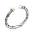 Cable Classics Bracelet in Sterling Silver with Pearls and 14K Yellow Gold