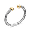 Cable Classics Bracelet in Sterling Silver with 14K Yellow Gold Domes