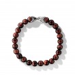 Spiritual Beads Bracelet in Sterling Silver with Red Tigers Eye, 8mm