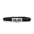 Chevron Bracelet in Black Rubber and Sterling Silver, 8mm