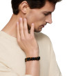 Spiritual Beads Two Row Woven Bracelet in Black Onyx, Tigers Eye, Black Nylon and Sterling Silver, 8mm