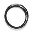 Chevron Triple Wrap Black Leather Bracelet