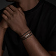 Chevron Triple Wrap Bracelet in Black Leather and Sterling Silver, 3mm