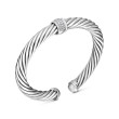 Cable Classics Bracelet in Sterling Silver with Pave Diamond Station