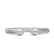 Classic Cable Bracelet in Sterling Silver with Pavé Diamond Domes, 7mm