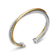 Crossover Two Row Cuff Bracelet in Sterling Silver with 18K Yellow Gold