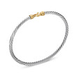 Buckle Classic Cable Bracelet in Sterling Silver with 18K Yellow Gold, 3mm