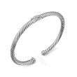 X Classic Cable Station Bracelet in Sterling Silver with Diamonds, 4mm