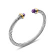 Cable Classics Bracelet in Sterling Silver with Amethyst and 14K Yellow Gold