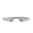 Classic Cable Bracelet in Sterling Silver with 14K Yellow Gold and Blue Topaz, 5mm