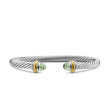 Classic Cable Bracelet in Sterling Silver with 14K Yellow Gold and Prasiolite, 5mm