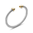 Cable Classics Bracelet in Sterling Silver with 14K Yellow Gold Domes