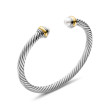 Cable Classics Bracelet in Sterling Silver with Pearls and 14K Yellow Gold