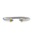 Cable Classics Bracelet in Sterling Silver with Pave Diamond Domes and 14K Yellow Gold