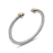 Cable Classics Bracelet in Sterling Silver with Pave Diamond Domes and 14K Yellow Gold
