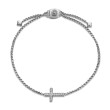 Petite Pave Cross Chain Bracelet in Sterling Silver with Diamonds
