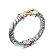 Buckle Bracelet in Sterling Silver with 18K Yellow Gold and Rhodolite Garnets