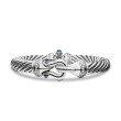 Buckle Bracelet in Sterling Silver with Pave Diamonds and Hampton Blue Topaz