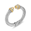 Cable Classics Color Bracelet in Sterling Silver with 14K Yellow Gold Domes