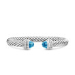 Classic Cable Bracelet in Sterling Silver with Blue Topaz and Diamonds, 7mm