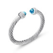 Classic Cable Bracelet in Sterling Silver with Blue Topaz and Diamonds, 7mm