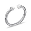 Cable Classics Bracelet in Sterling Silver with Pearls and Pave Diamonds