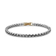 Box Chain Bracelet in Sterling Silver with 14K Yellow Gold