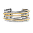 Crossover Cuff Bracelet in Sterling Silver with 18K Yellow Gold
