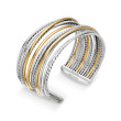 Crossover Cuff Bracelet in Sterling Silver with 18K Yellow Gold