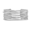 Crossover Cuff Bracelet in Sterling Silver with Pave Diamonds