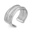 Crossover Cuff Bracelet in Sterling Silver with Pave Diamonds