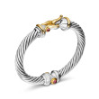 Buckle Bracelet in Sterling Silver with 18K Yellow Gold and Rhodolite Garnets
