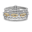 Multi Row Chain Bracelet in Sterling Silver with 18K Yellow Gold