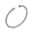 Classic Cable Bracelet in Sterling Silver with 18K Yellow Gold and Amethyst, 4mm