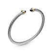 Classic Cable Bracelet in Sterling Silver with 18K Yellow Gold and Black Onyx, 4mm