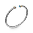 Cable Classics Bracelet in Sterling Silver with Blue Topaz and 18K Yellow Gold