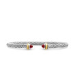 Classic Cable Bracelet in Sterling Silver with 18K Yellow Gold and Garnets, 4mm
