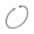 Classic Cable Bracelet in Sterling Silver with 18K Yellow Gold and Garnets, 4mm