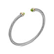 Cable Classics Bracelet in Sterling Silver with Peridot and 18K Yellow Gold