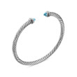 Cable Classics Bracelet in Sterling Silver with Blue Topaz and Pave Diamonds