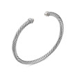 Cable Classics Bracelet in Sterling Silver with Pearls and Pave Diamonds
